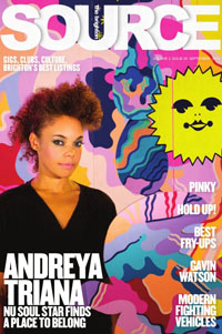 Andreya Triana cover for Brighton SOURCE magazine, Brighton's best listings, music, art, club and culture magazine